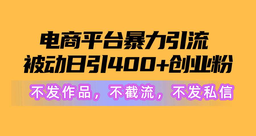 电商平台暴力引流,被动日引400+创业粉不发作品，不截流，不发私信-墨痕微课