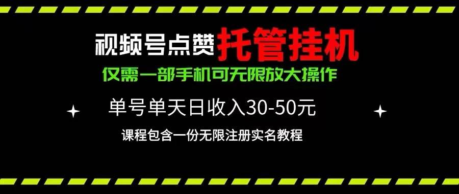 视频号点赞托管挂机，单号单天利润30~50，一部手机无限放大（附带无限…-墨痕微课