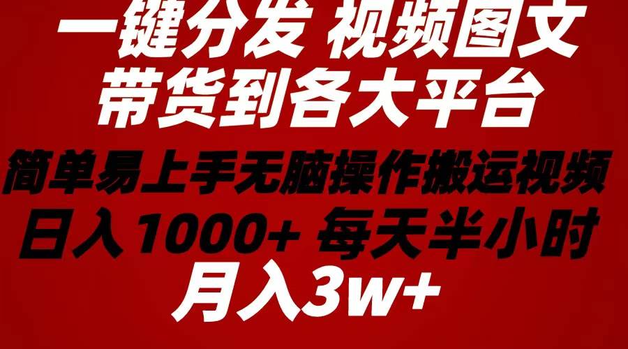2024年 一键分发带货图文视频  简单易上手 无脑赚收益 每天半小时日入1…-墨痕微课