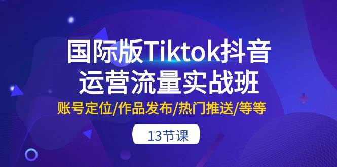 国际版Tiktok抖音运营流量实战班：账号定位/作品发布/热门推送/等等-13节-墨痕微课
