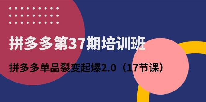 拼多多第37期培训班:拼多多单品裂变起爆2.0(17节课)-墨痕微课
