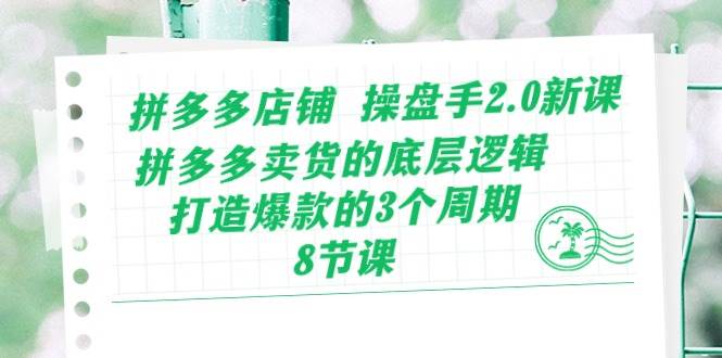 拼多多店铺 操盘手2.0新课,拼多多卖货的底层逻辑,打造爆款的3个周期-8节-墨痕微课