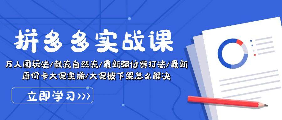 拼多多·实战课：万人团玩法/截流自然流/最新强付费打法/最新原价卡大促..-墨痕微课