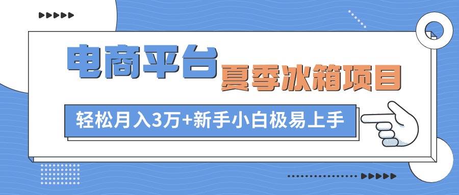 电商平台夏季冰箱项目,轻松月入3万+,新手小白极易上手-墨痕微课