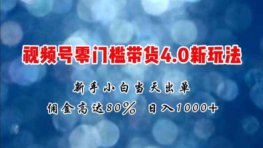 微信视频号零门槛带货4.0新玩法,新手小白当天见收益,日入1000+-墨痕微课