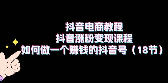 抖音电商教程：抖音涨粉变现课程：如何做一个赚钱的抖音号（18节）-墨痕微课
