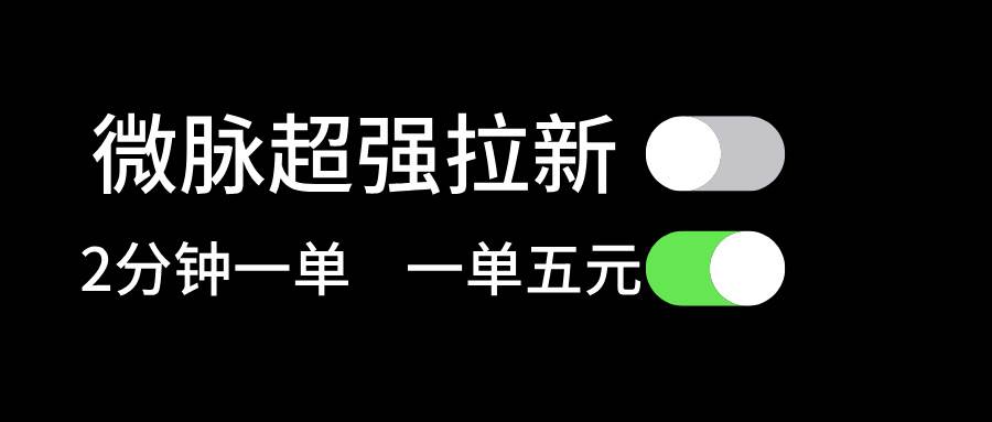 微脉超强拉新， 两分钟1单， 一单利润5块，适合小白-墨痕微课