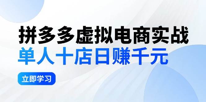 拼夕夕虚拟电商实战：单人10店日赚千元，深耕老项目，稳定盈利不求风口-墨痕微课