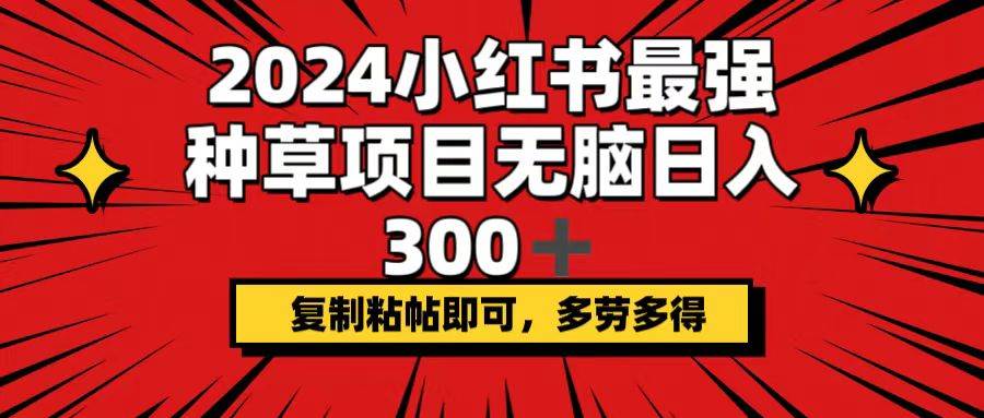 2024小红书最强种草项目,无脑日入300+,复制粘帖即可,多劳多得-墨痕微课